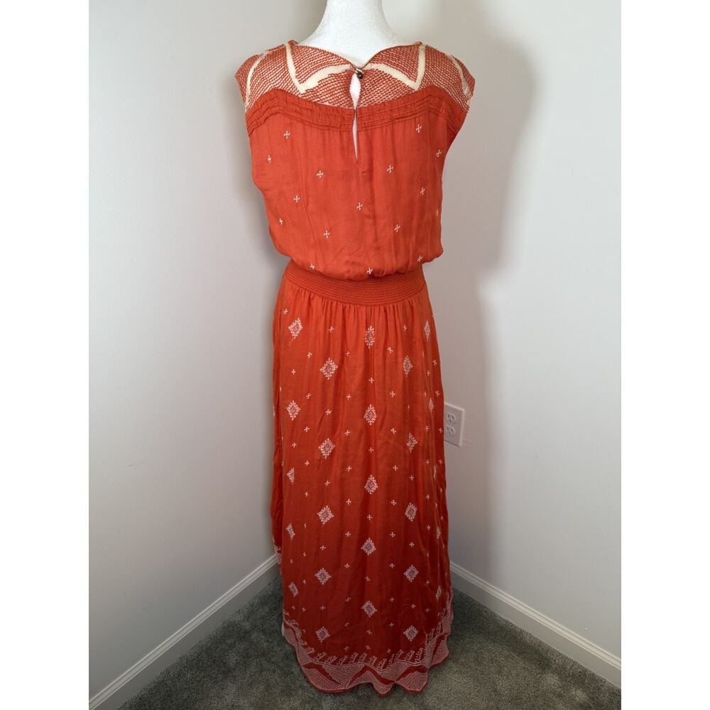 Floreat Anthropologie Orange Nanette High Low Dress Boho Cottagecore Size 10P